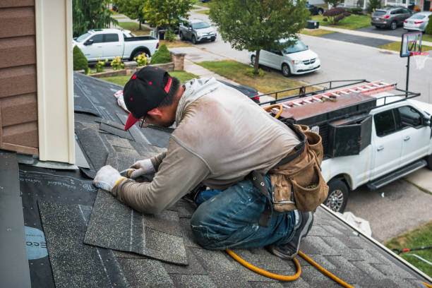 Professional Roofing technician working in Meridian, NY